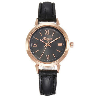 

Fashion Womens Watches Leather Strap Business Ladies Quartz Wristwatch Scale Rose Gold Disc Clock Relogio Feminino