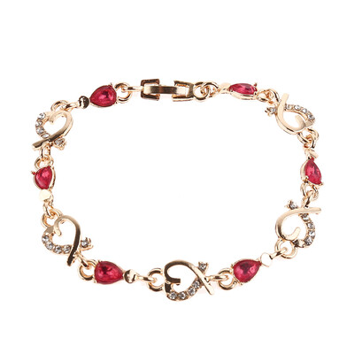 

New Fashion 1pc Filled Crystal Hollow Heart Link Chain Bangle Bracelet