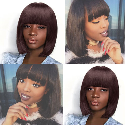 

〖Follure〗Short Bob Hair Wigs 30cm Straight with Flat Bangs Synthetic Colorful Party Wig