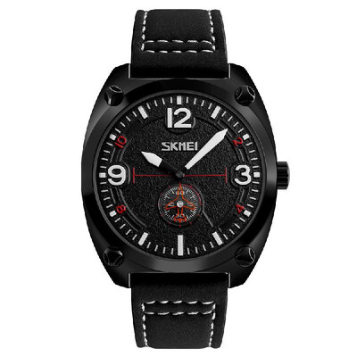 

SKMEI Fashion Casual Quartz Watch 3ATM Water-resistant Men Watches Genuine Leather Wristwatch Male Relogio Musculino