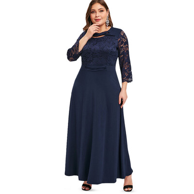 

Plus Size Cut Out Lace Panel Maxi Dress