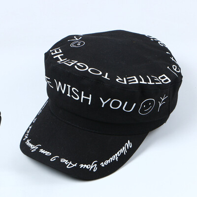 

Korean version of the new autumn&winter beret British retro art smiling letter octagonal pumpkin hat warm painter hat tide