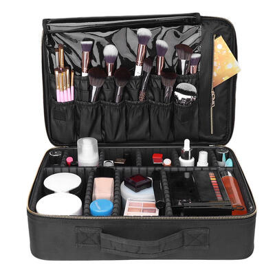 

Ktaxon Professional 16" Cosmetic Makeup Bag Organizer Makeup Boxes With Compartments Black-L Size