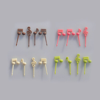 

16pcs Colorful Plastic Musical Note Shape Food Fruit Fork Picks Set For Home Party