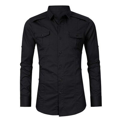 

Toponeto Men Casual Summer Solid Button Long Sleeve Turn-down Collar T-Shirt Top Blouse
