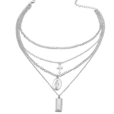 

Retro Multi-Layer Cross Jesus Pendant Women Choker Necklace Jewelry Chain Decor