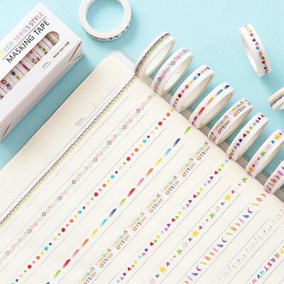 

10 Rolls Washi Tape Set Decorative Masking Tapes Sticky Paper Tape for Bullet Journals DIY Scrapbooking Crafts Gift Wrapping