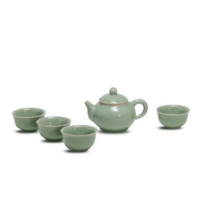 

Newchinaroad ruyao sky blue&celadon ceramic tea set Kungfu teaset porcelain teapot Tureen Chinese teacup