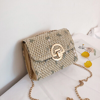 

Straw bag female summer shoulder beach bag ins holiday small fresh fairy rattan bag weaving slung small bag