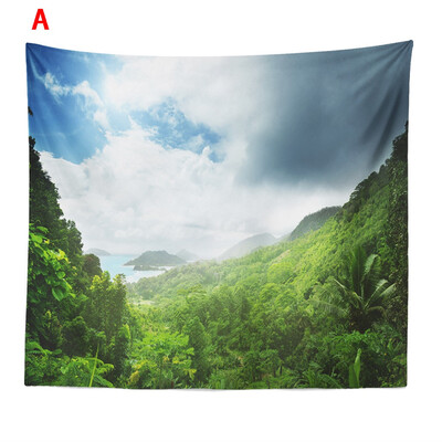 

Toponeto Misty Forest Tapestry Wall Hanging Nature Landscape Tapestry Sunshine Through Tree Tapestries for Bedroom Living Room