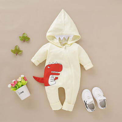 

Spring Autumn Casual Jumpsuits Baby Boy Cartoon Printing Long Sleeve Hooded Rompers