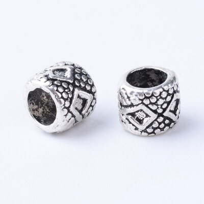 

Tibetan Style Alloy European Beads Large Hole Beads Column Cadmium Free & Nickel Free & Lead Free Antique Silver 7x6mm