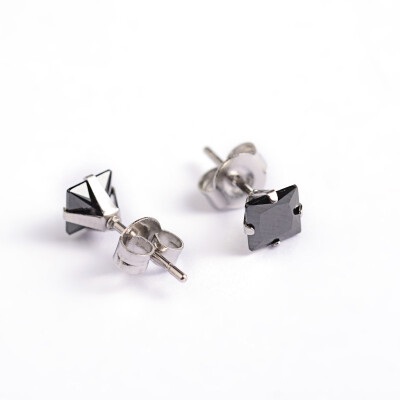 

Square Cubic Zirconia Stud Earrings with 304 Stainless Steel Pins Black 65x6mm Pin 09mm