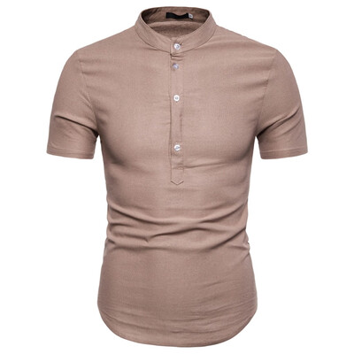 

Toponeto Men Casual Summer Solid Button Short Sleeve Hawaiian T-Shirt Top Blouses