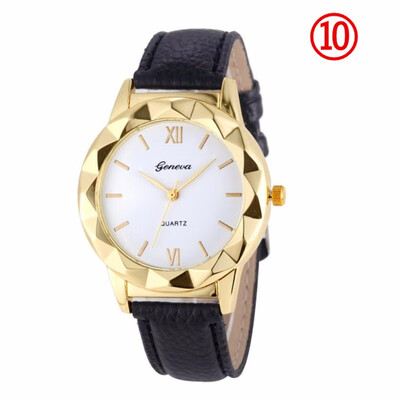 

Hot Selling Women Watches Geneva Irregular Dial Ladies Simple Quartz Wristwatch Featured Leather Strap Clock Relogio Feminino