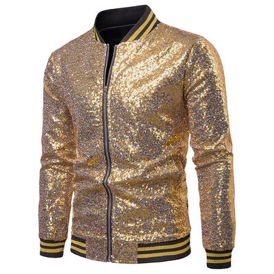 

Mens One Button Glitter Sequined Blazer Wedding Party Jacket Tuxedo Suit Coat