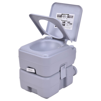 

5 Gallon 20  Outdoor Indoor Potty Commode Portable Flush Toilet-Gray