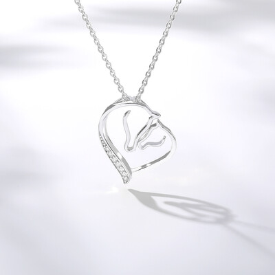 

Fashion Micro Pave Zircon Mother Baby Heart Charm Pendant Necklaces Mom Stainless Steel Bling Rhinestone Friendship Gift