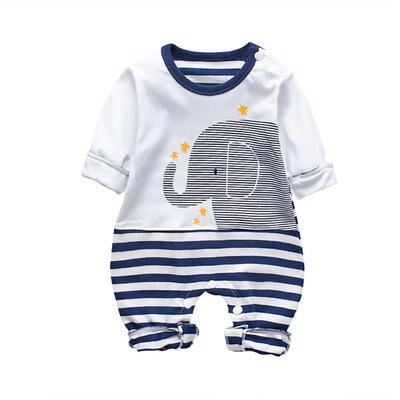 

Newborn Baby Boy Girl Stripe Animal Rompers Long Sleeve O-neck Jumpsuits