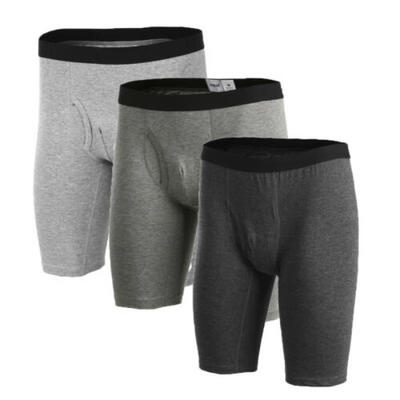 

Mens Cotton Comfort Fit Grey Boxer Shorts Convex Pouch Briefs Underwear