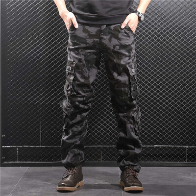 

SQSI Camouflage Mens Trousers Multi Pockets Small Beams Pants Slim Casual Pants Overalls