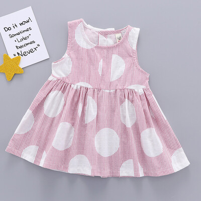 

Toddler Kid Baby Girl Sleeveless Striped Printed Party Princess Dress Clothes