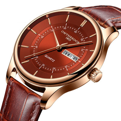 

Men Watch Masculino Genuine Leather Strap Wristwatch Para Hombre Waterproof Fashion Watch