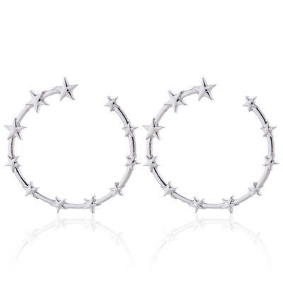 

EK854 Fashion Gold Color Stars Hoop Earring for Women Geometric Round Pentagram Earrings Personalized Exaggerated Jewelry Gifts