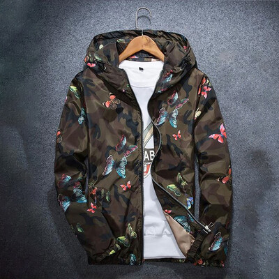 

Mens Printed Plus Size Jacket Tops Casual Zipper Long Sleeve Coats Hooded Tops