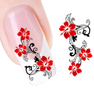 

〖Follure〗DIY Red Flowers Design Nail Tip Art Water Transfers Decal Sticker