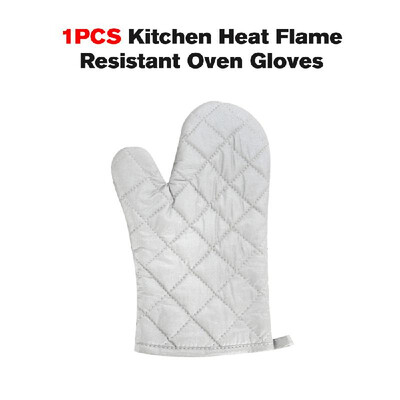 

1PCS Kitchen Heat Flame Resistant Oven Gloves Cooking Bakeware Hot Dishes GlovesSilver
