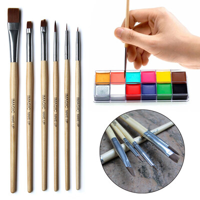 

〖Follure〗IMAGIC 6Pcs Pro Makeup Brushes Tattoo Oil Paint Makeup Brushes Wood Handle