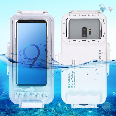 

PULUZ 45m147ft Deep Diving Waterproof Case Mobile Phone Shell Protective Cover Underwater Housing Case Shock-proof 360° Full Prot