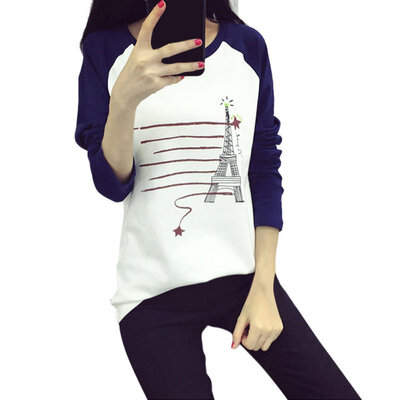 

Autumn Women T-Shirt Lovely Character Printed Long Sleeve Tops