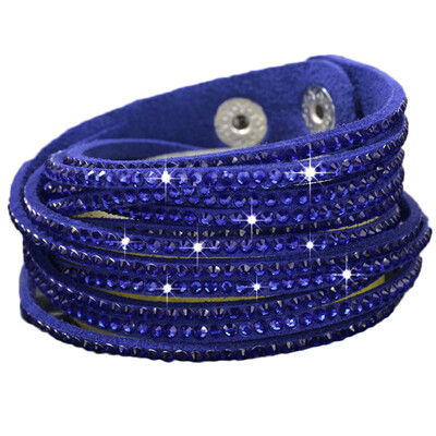 

Personality Solid Drill Colourful Rhinestone Multi-Layer Leather Rope Manual Bracelet Unisex Pair Jewellery