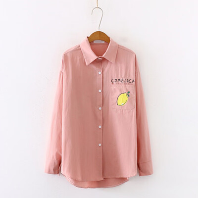 

Autumn Women Print Pocket Jacket Fashion Single-Breasted Loose Outerwear Turn-down Collar Long-Sleeved Casual Coat