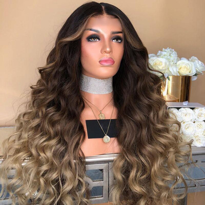 

〖Follure〗Girl Gradient Natural Brown Party Wig Long Full Curly Hair Fashion Synthetic Wig