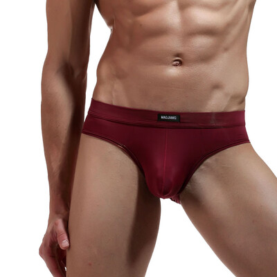 

Tailored Mens Sexy Underpants Pure Color Breathable Patchwork Ice-silk Underwear