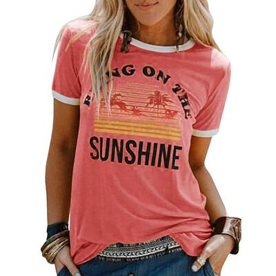 

Starmoon Women Summer Letters Printing Short Sleeve Shirt Casual Tunic Tops Blouse