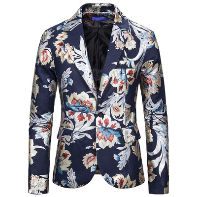 

Toponeto Mens Slim Button Suit Plaid Turn-down Collor tops Solid Jacket Coat