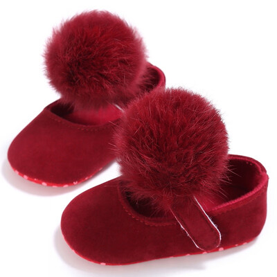 

New Style Kids Girls Fashion Cotton Fabric Toddler Shoes Girl Cute Hairball Anti-skid Princess Shoe