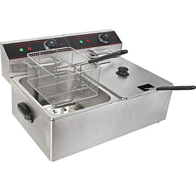 

Commercial 5000W Stainless Steel Electric Countertop Deep Fryer Dual Tank Basket