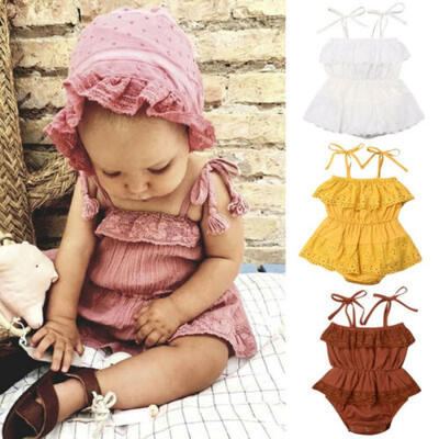 

US Summer Newborn Infant Baby Girl Clothes Ruffle Sleeveless Romper Dress Outfit