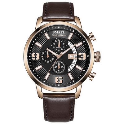 

SMAEL 9078 Fashion Quartz Wristwatch Casual Waterproof Watch With Leather Strap For Men