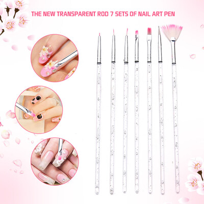 

Toponeto 7PC Nail Art UV Gel Polish Design Dot Painting Detailing Pen Brushes Tool Set
