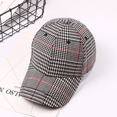 

Vintage Thousand Bird Plaid baseball cap casual plaid hat female personality fashion sun shade hat wholesale