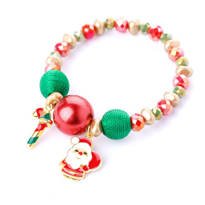 

Christmas Alloy Bracelet Santa Claus Snowman Candy Pandent Cute Gift for Kids US