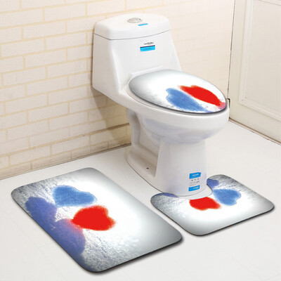 

〖Follure〗3PCS Valentines Day Pattern Non Slip Toilet Seat Cover Rug Bathroom Set Decor