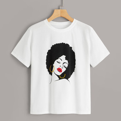 

Starmoon Women Summer O Neck Lips Print Short Sleeve Shirt Casual Loose Tops Blouse