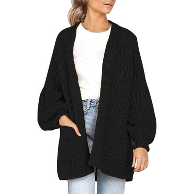 

Women Autumn Stylish Personality Concise Casual All-match Solid Color Long Sleeve Loose Cardigan